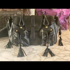 Salvatore Ferragamo Black Leather Bag w/ Tassels Excellent MSRP $1800